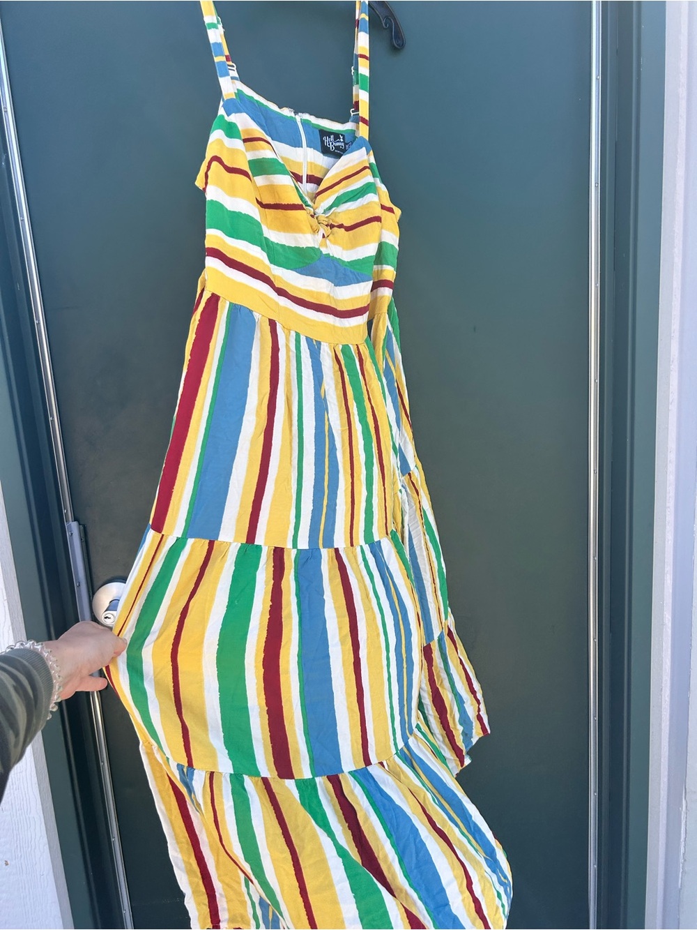 Hell Bunny Multicolor Striped Sundress in Blue, Green, Yellow & Red